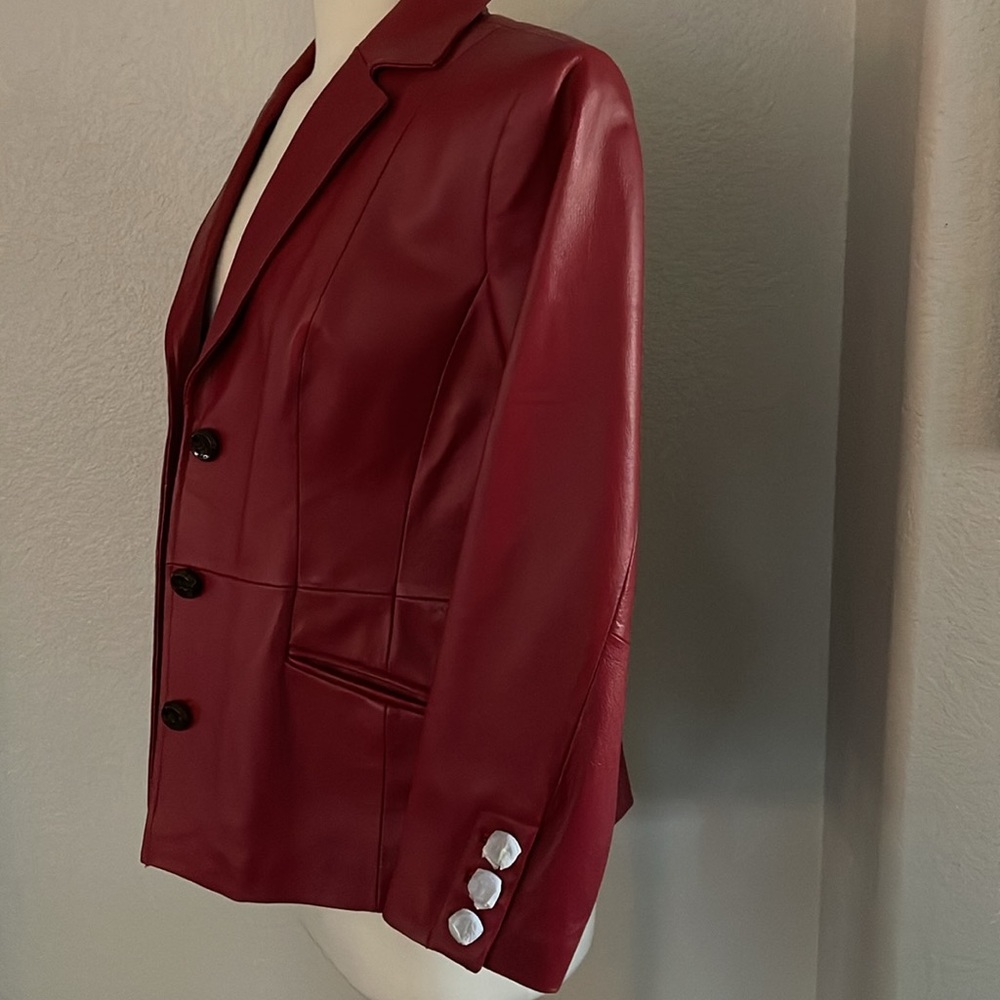 Terry Lewis Vintage Red Leather Jacket NWOT - Picture 2 of 10
